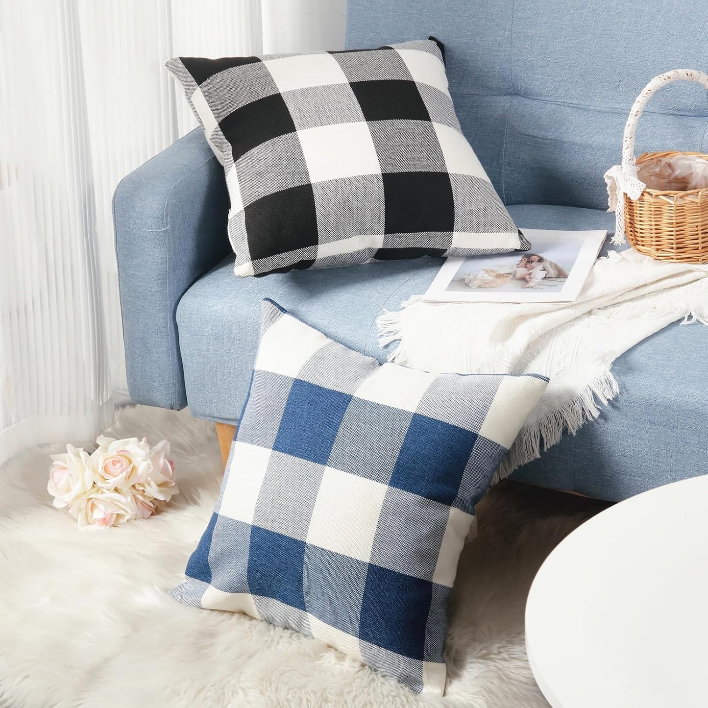 Retro Cotton Linen Decorative Throw Pillows - Pack of 2