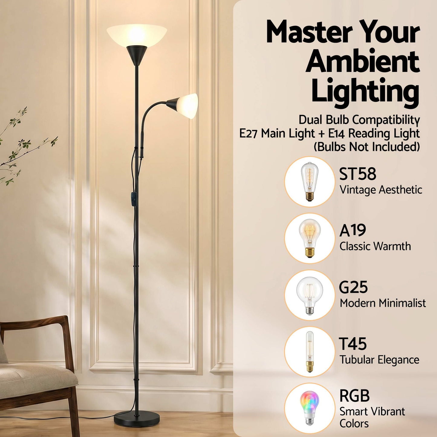 Modern Floor Lamp Mother and Child - Black