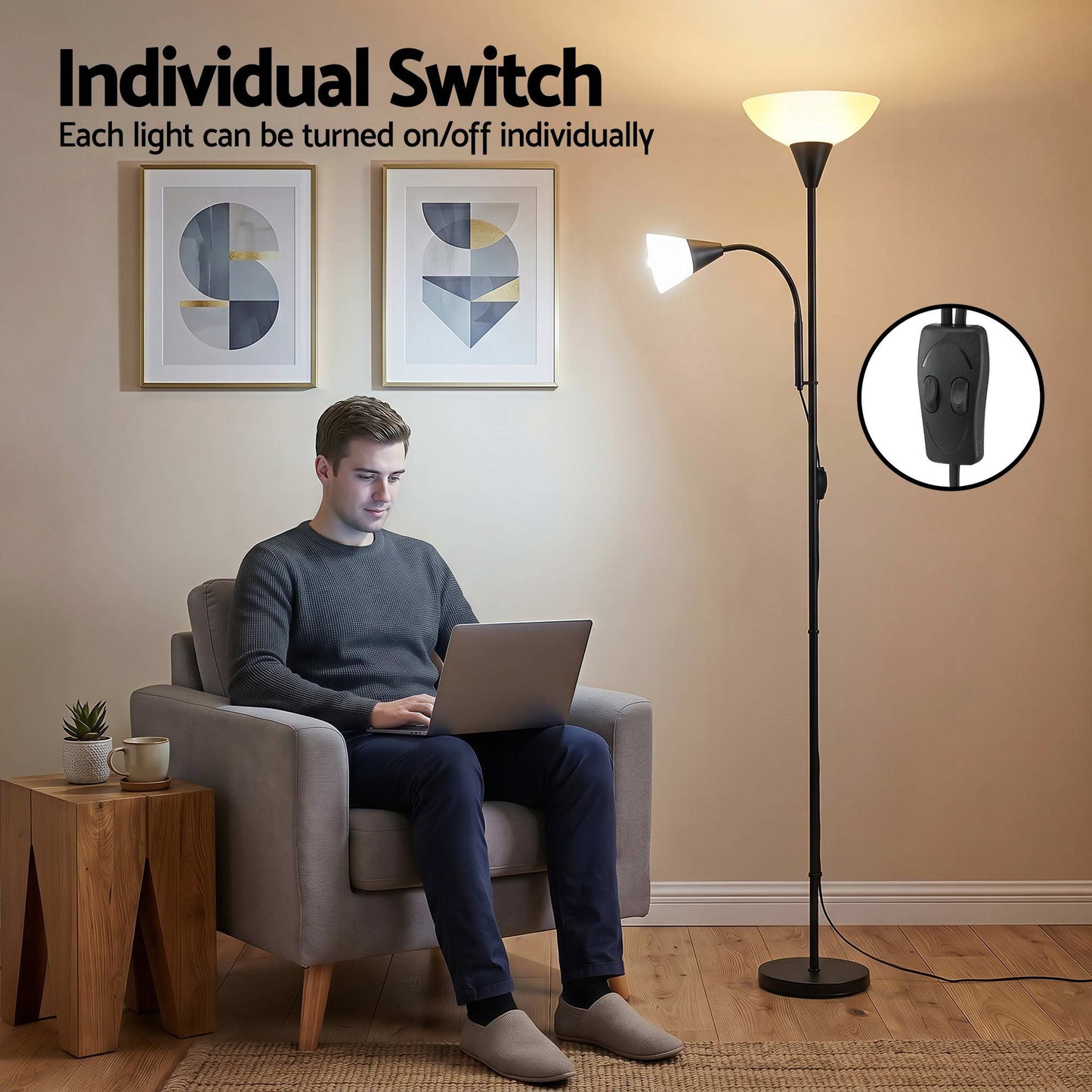 Modern Floor Lamp Mother and Child - Black