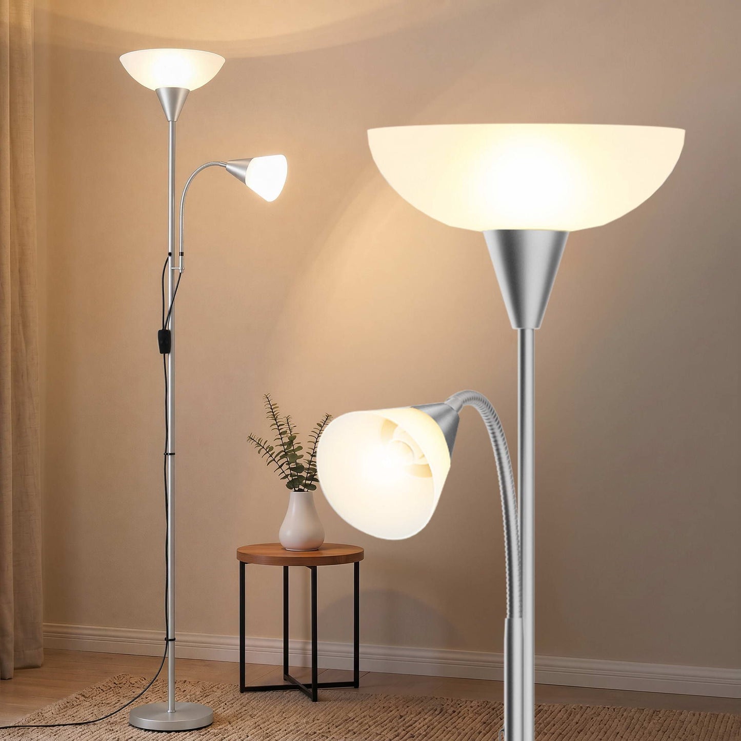 Modern Floor Lamp Mother and Child - Silver