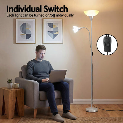 Modern Floor Lamp Mother and Child - Silver