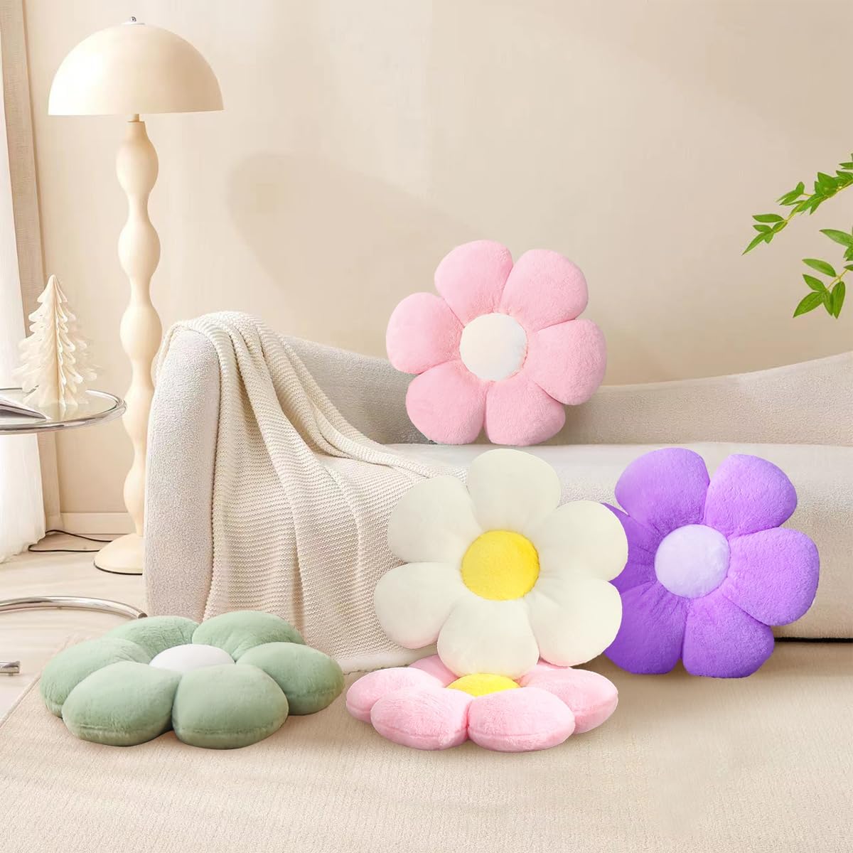 Green Flower Decorative Throw Pillow