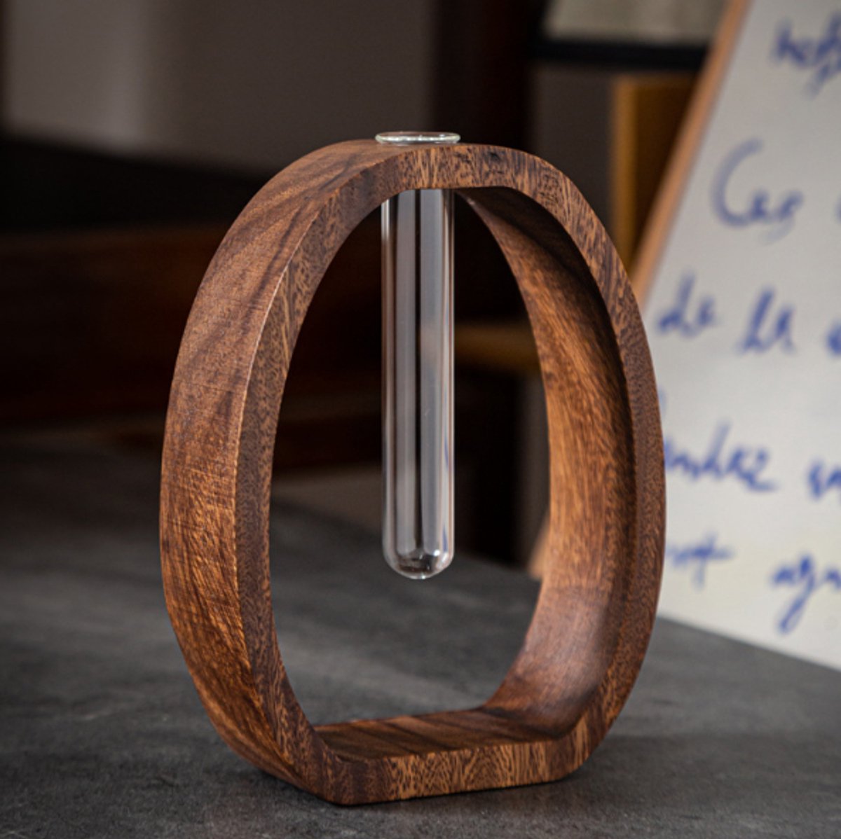Solid Wood Vase - Desk Plant Growing Rack