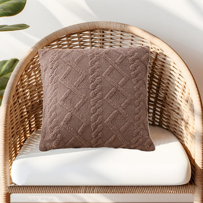 Geometric Jacquard Plush Throw Pillow