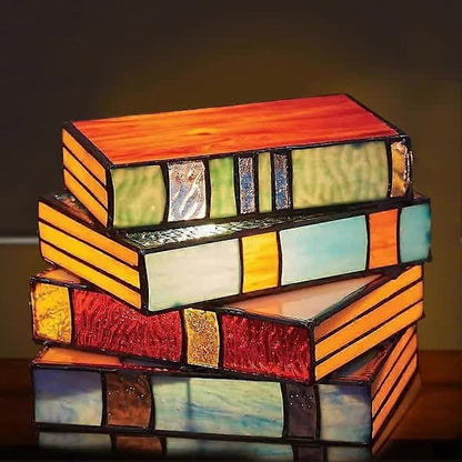 Stained Glass Stacked Books Lamp