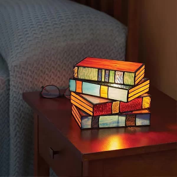 Stained Glass Stacked Books Lamp
