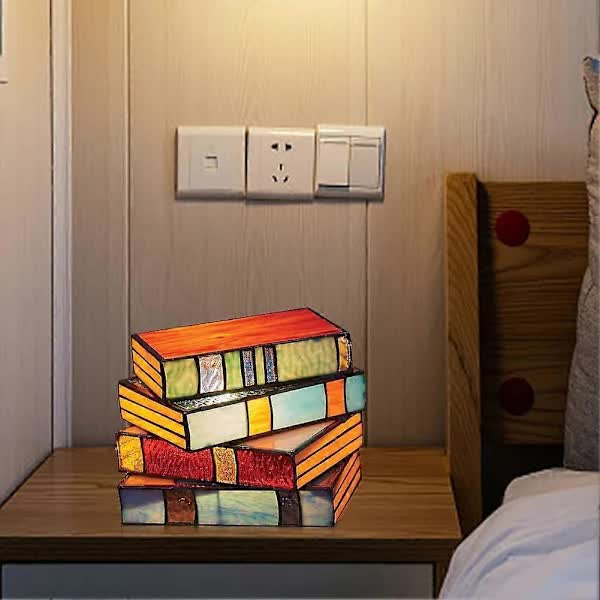 Stained Glass Stacked Books Lamp