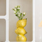 Yellow Ceramic Vase with Lemon Design