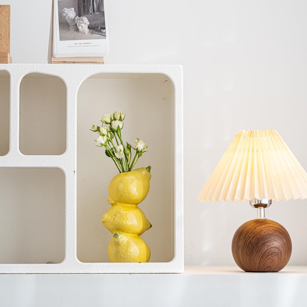 Yellow Ceramic Vase with Lemon Design