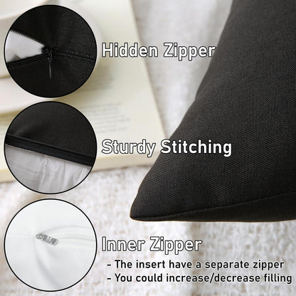 Black Outdoor Waterproof Pillows with Inserts - Pack of 2