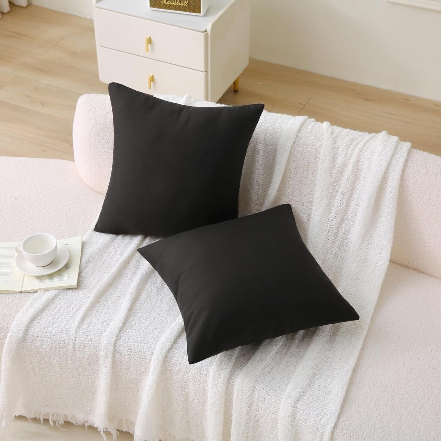 Black Outdoor Waterproof Pillows with Inserts - Pack of 2
