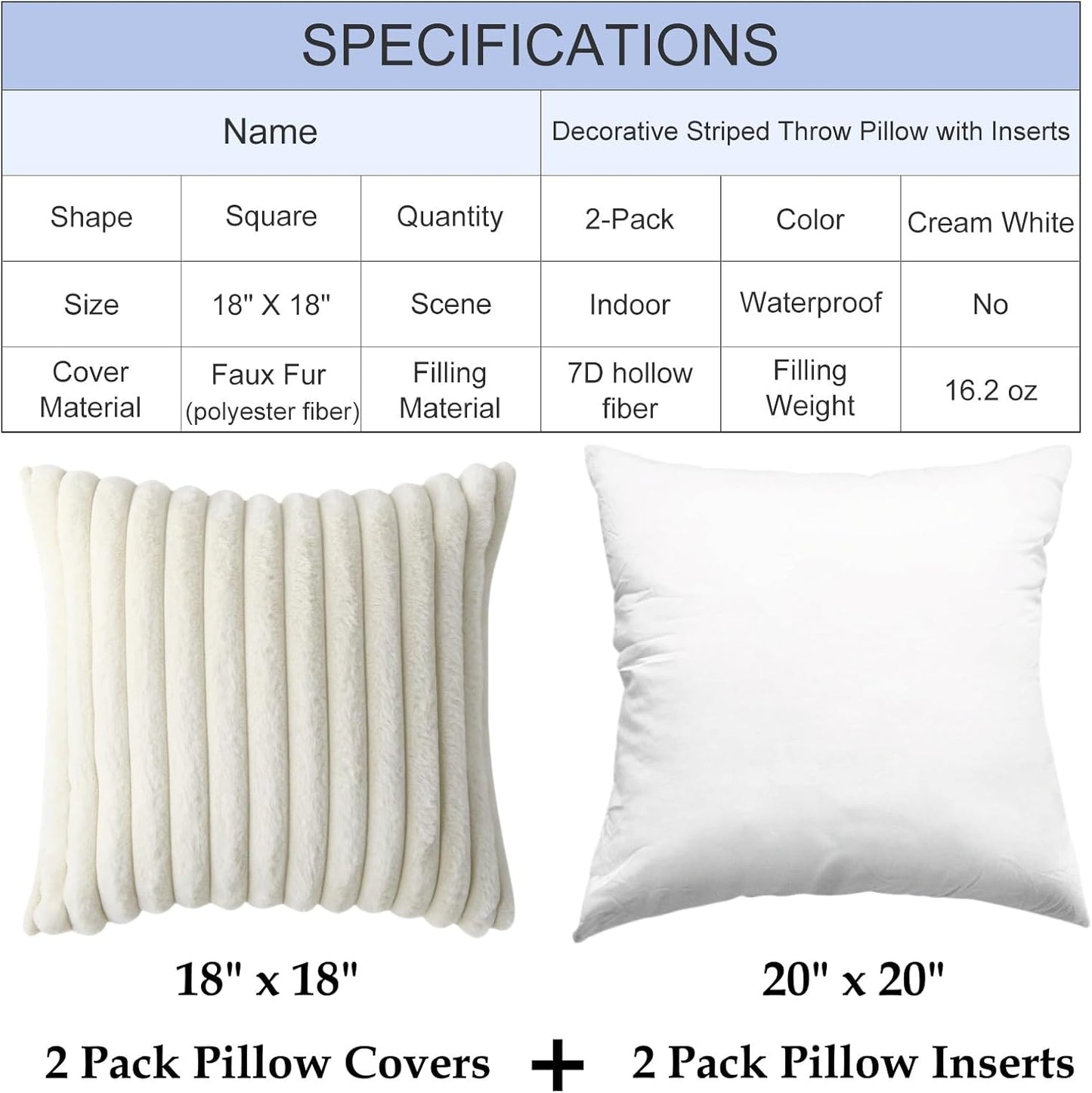 Square Boho Striped Throw Pillows - Pack of 2