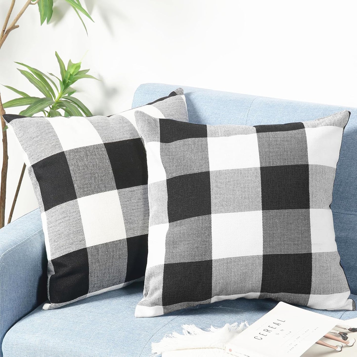 Retro Cotton Linen Decorative Throw Pillows - Pack of 2