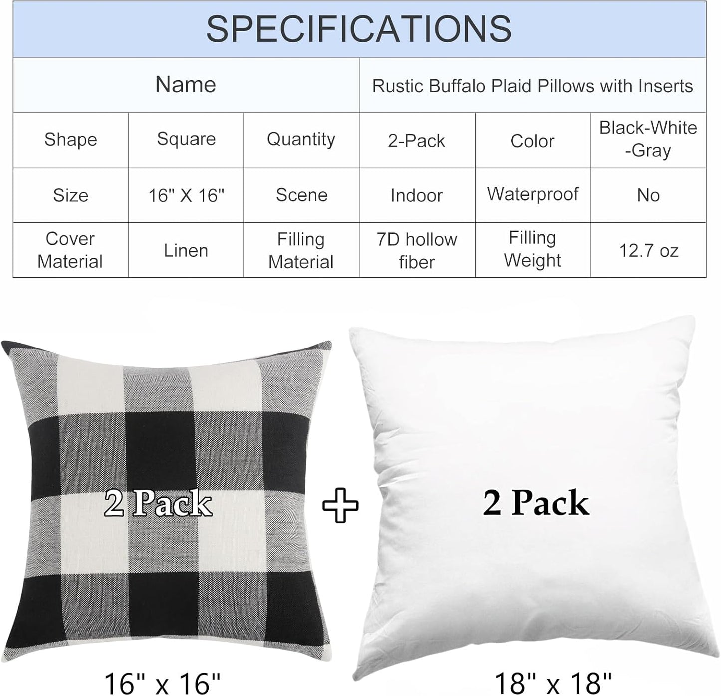 Retro Cotton Linen Decorative Throw Pillows - Pack of 2