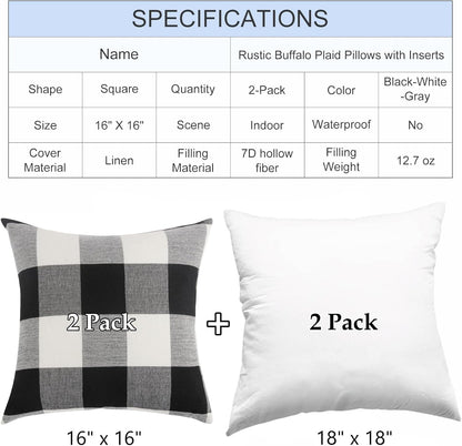 Retro Cotton Linen Decorative Throw Pillows - Pack of 2