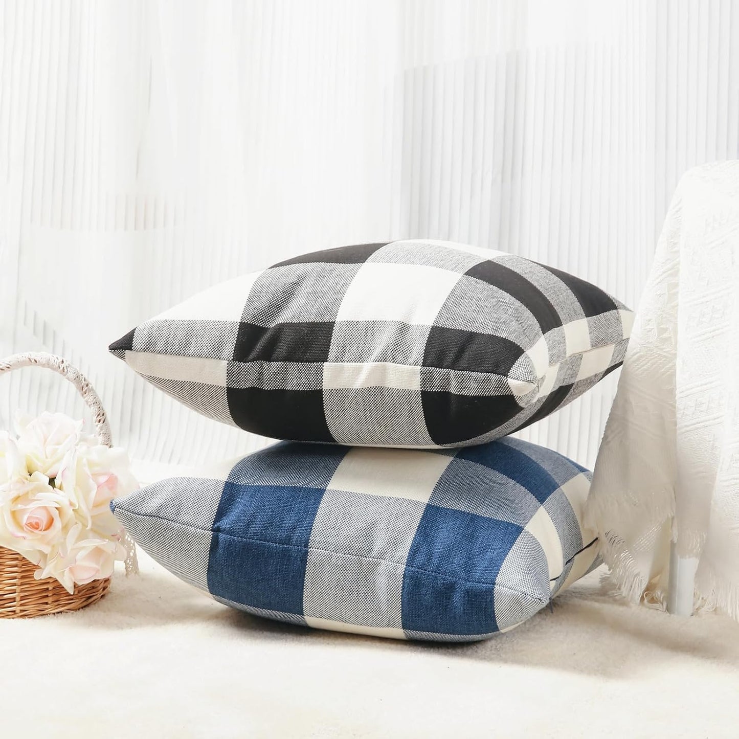 Retro Cotton Linen Decorative Throw Pillows - Pack of 2