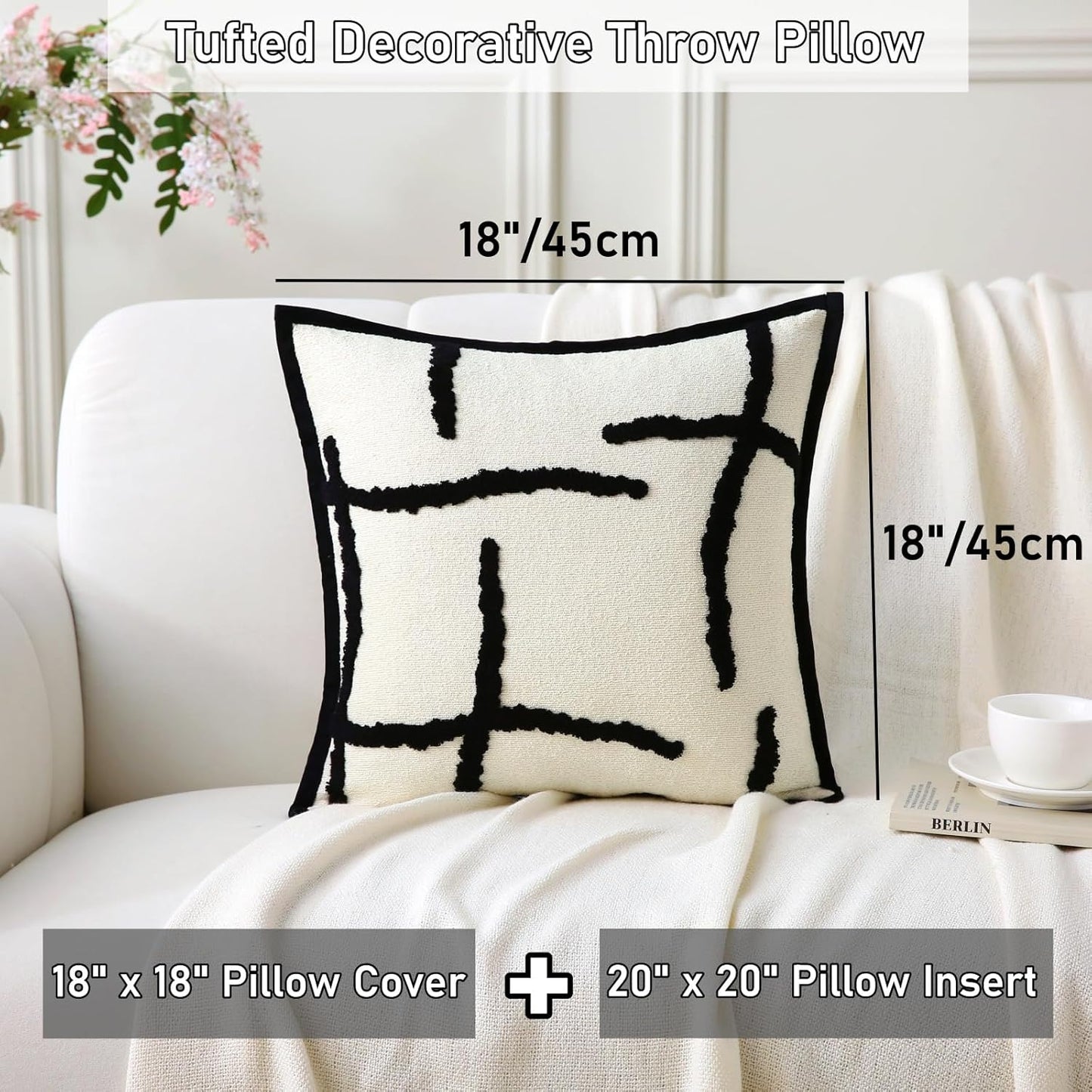 Soft Tufted Modern Chenille Throw Pillow - Set of 2