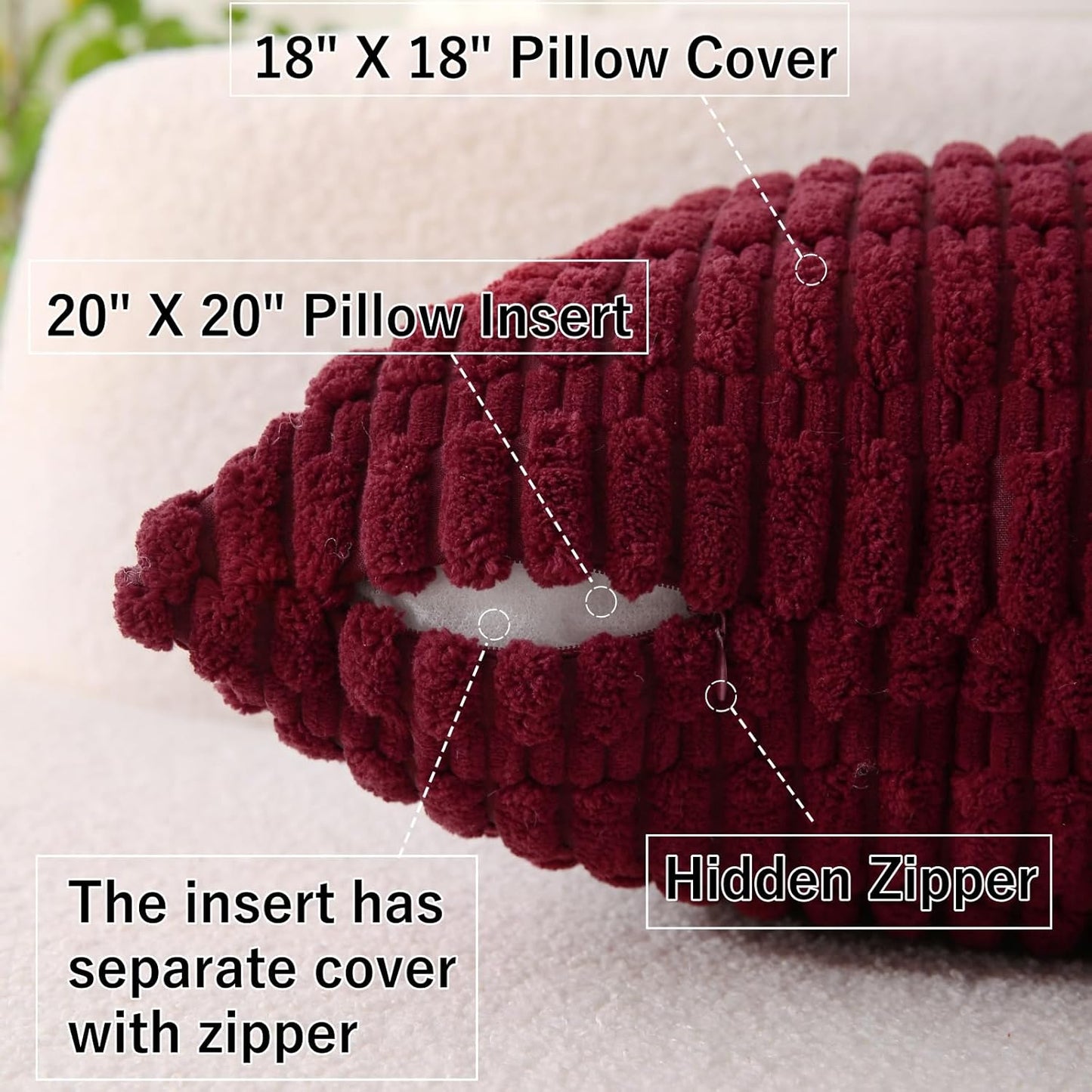 Corduroy Square Striped Throw Pillows - Set of 2