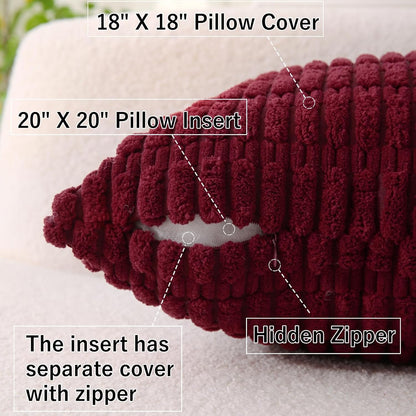 Corduroy Square Striped Throw Pillows - Set of 2
