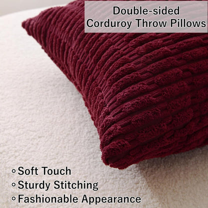 Corduroy Square Striped Throw Pillows - Set of 2