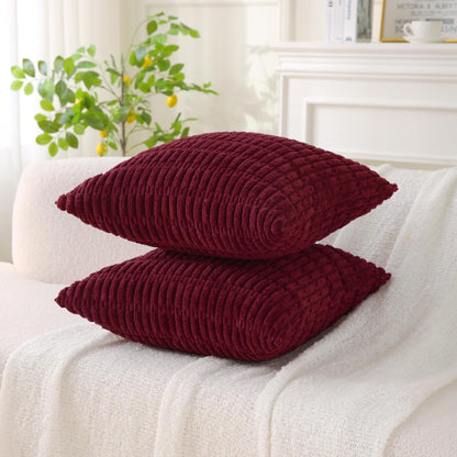 Corduroy Square Striped Throw Pillows - Set of 2