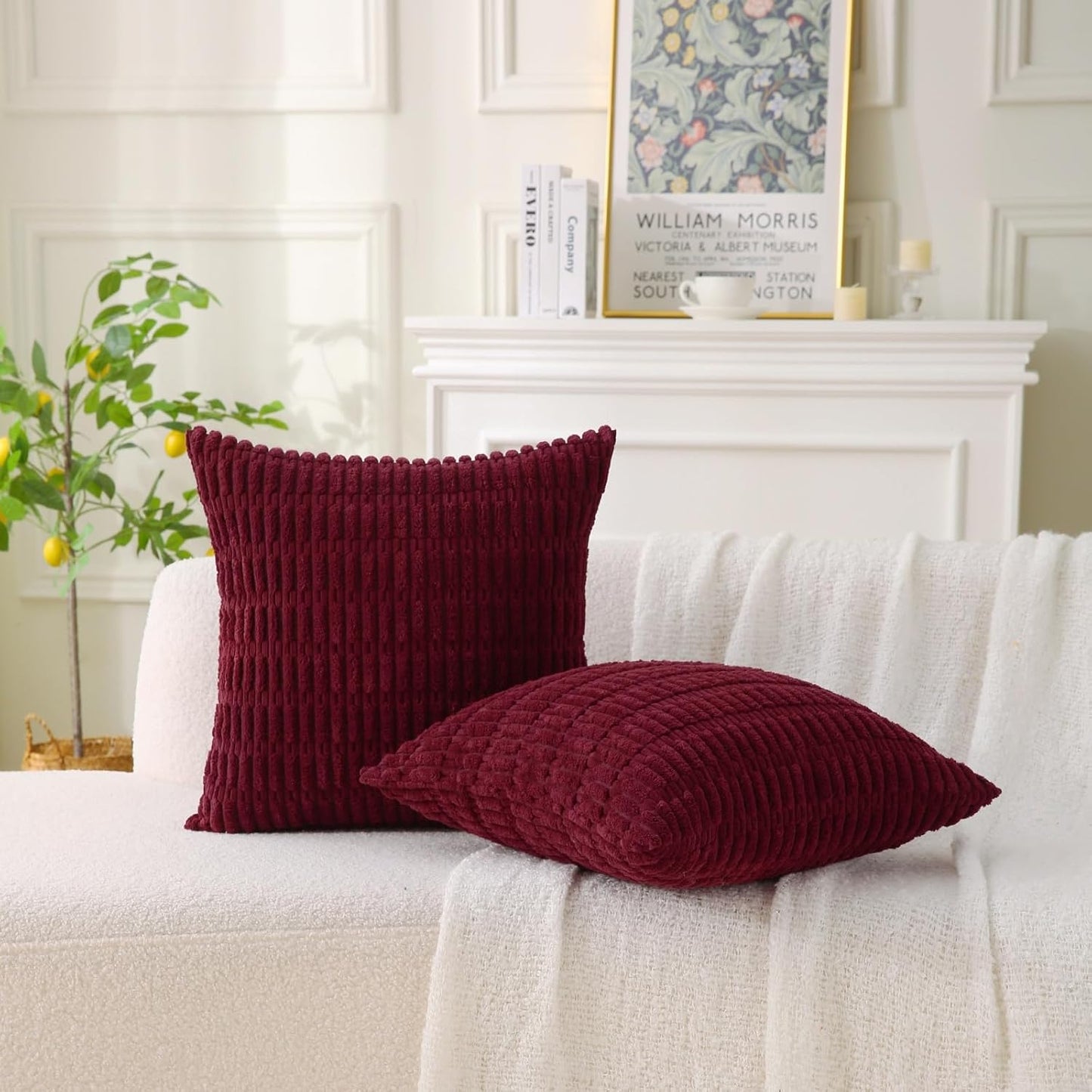 Corduroy Square Striped Throw Pillows - Set of 2