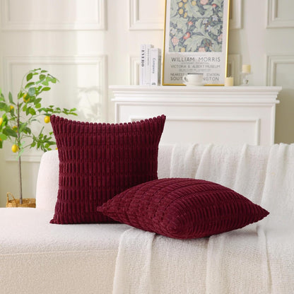 Corduroy Square Striped Throw Pillows - Set of 2
