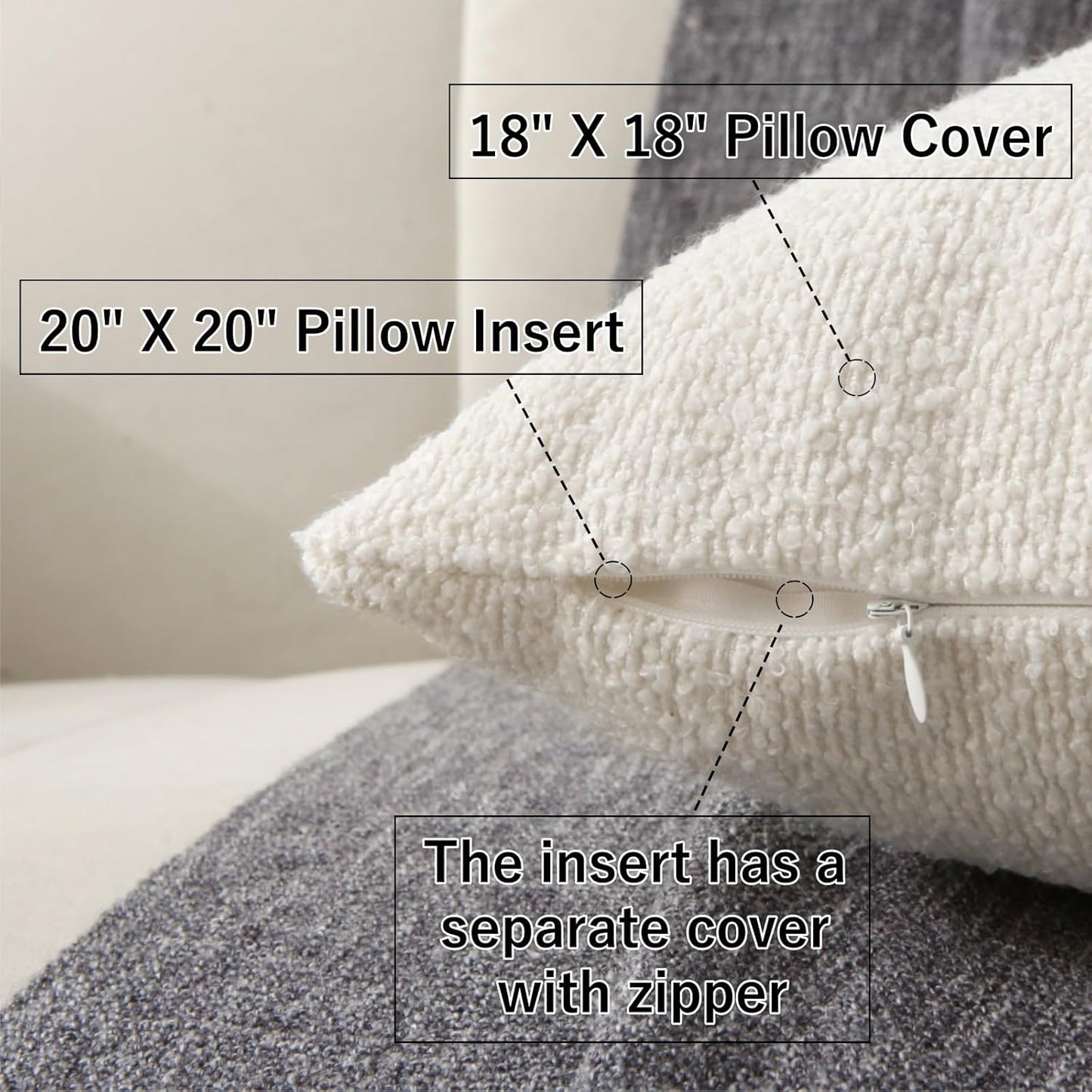 Soft White Textured Boucle Throw Pillows - Pack of 2