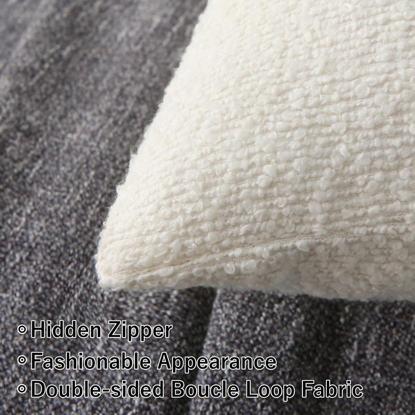 Soft White Textured Boucle Throw Pillows - Pack of 2