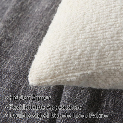 Soft White Textured Boucle Throw Pillows - Pack of 2