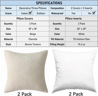 Farmhouse Weave Pattern Throw Pillows - Pack of 2
