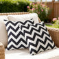 Outdoor Waterproof Striped Throw Pillow (Black Zig Zag Stripes) - Pack of 2