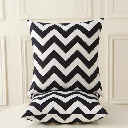 Outdoor Waterproof Striped Throw Pillow (Black Zig Zag Stripes) - Pack of 2