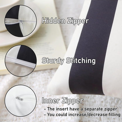 Outdoor Waterproof Striped Pillow (Black Vertical Stripes) - Pack of 2