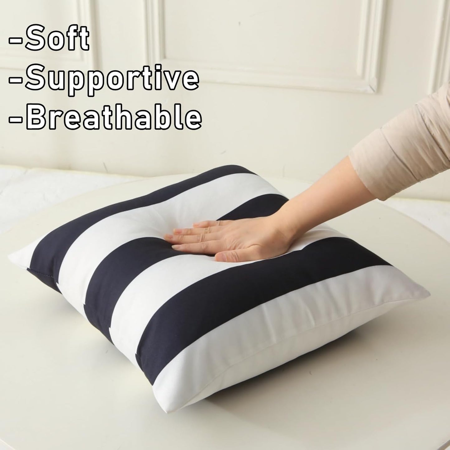 Outdoor Waterproof Striped Pillow (Black Vertical Stripes) - Pack of 2