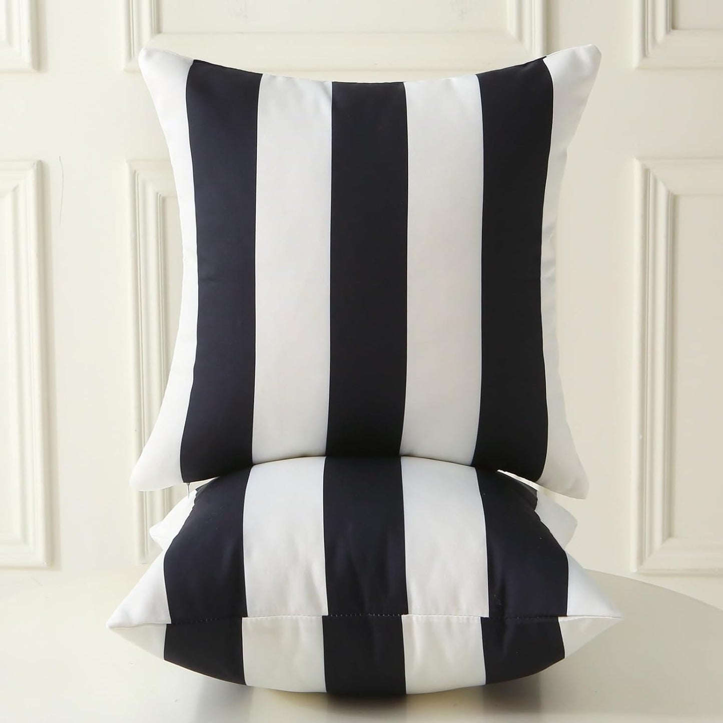 Outdoor Waterproof Striped Pillow (Black Vertical Stripes) - Pack of 2