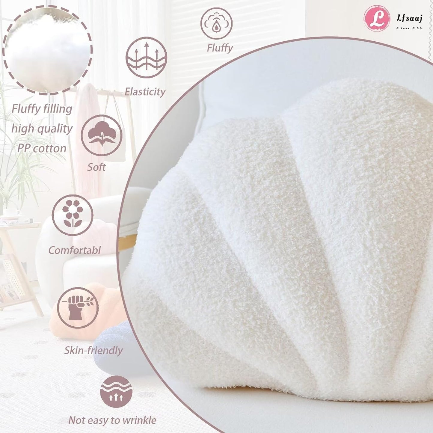Ivory Seashell Throw Pillows