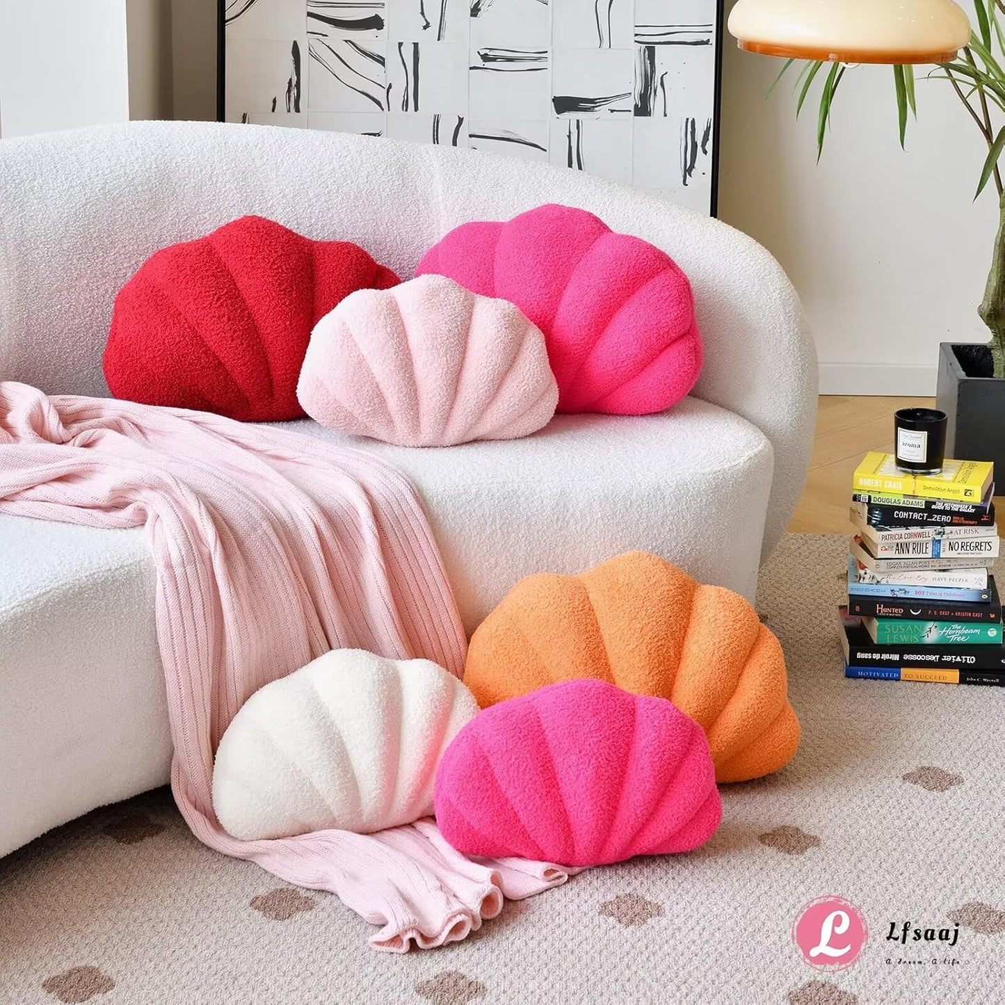 Ivory Seashell Throw Pillows