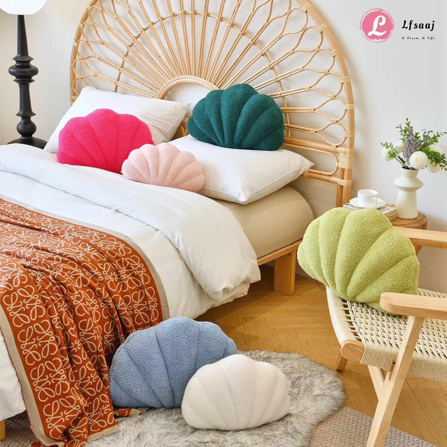 Ivory Seashell Throw Pillows