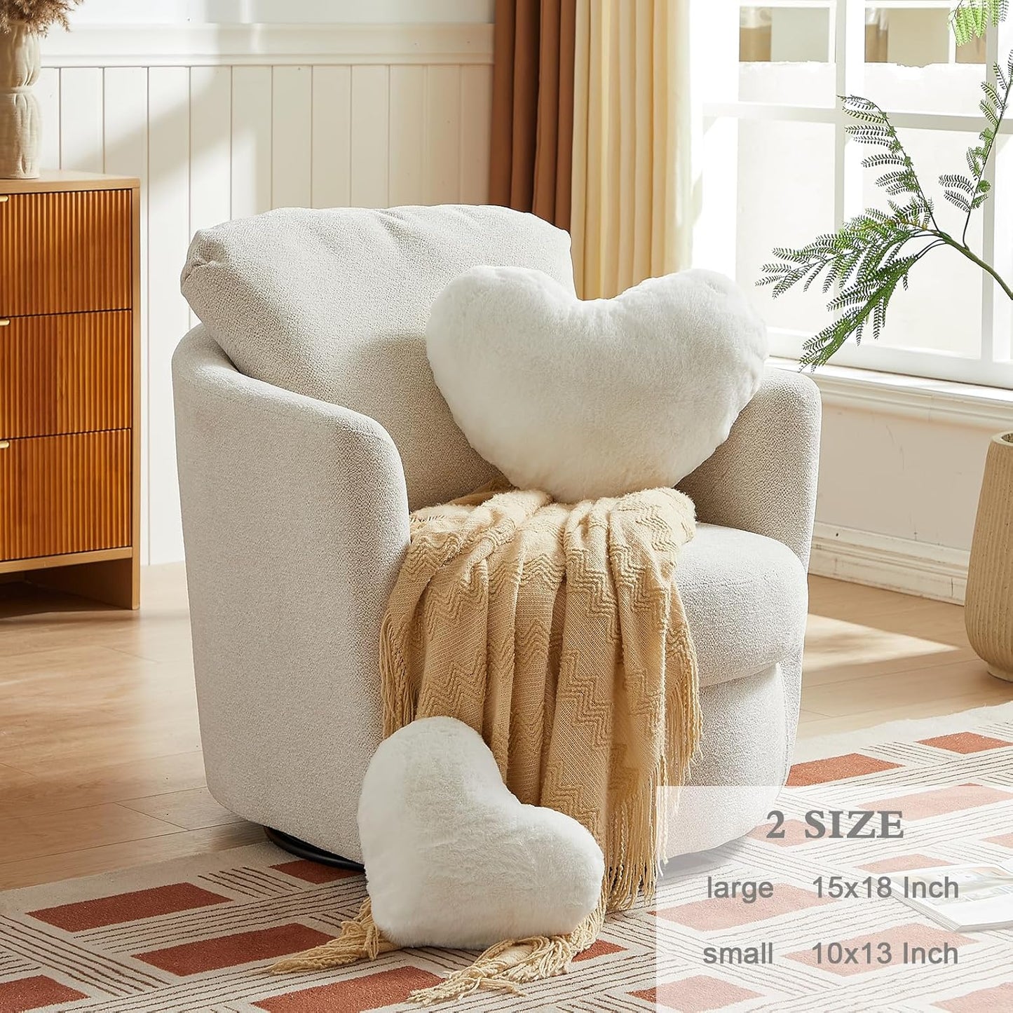 White Heart Shaped Throw Pillow