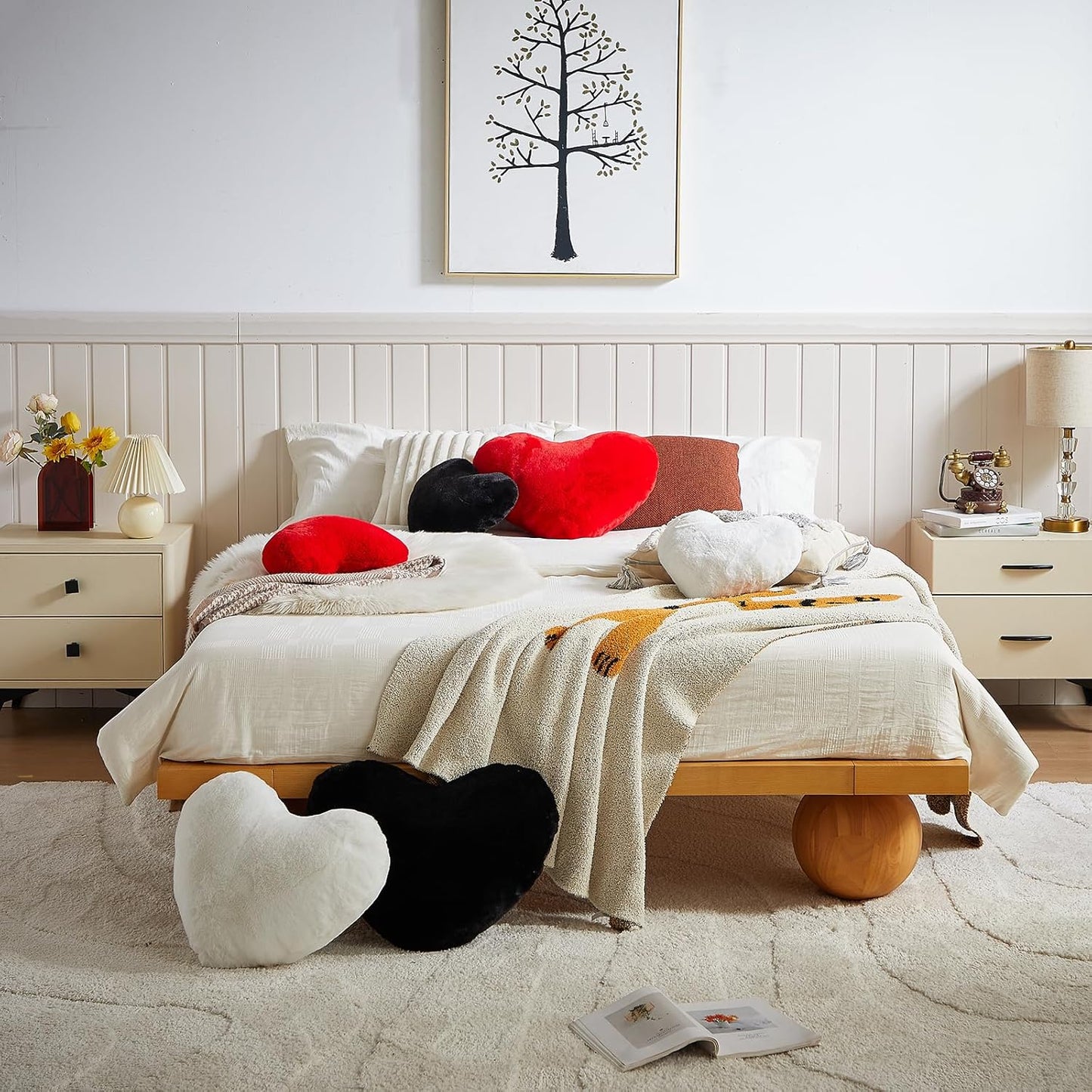 White Heart Shaped Throw Pillow