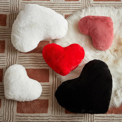 White Heart Shaped Throw Pillow