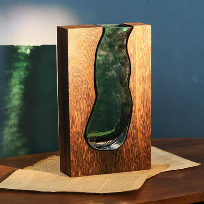 Rustic Style Wood & Glass Vase