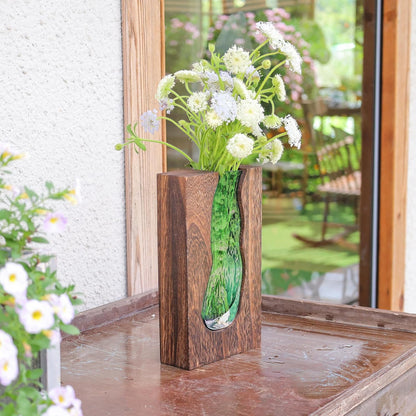 Rustic Style Wood & Glass Vase