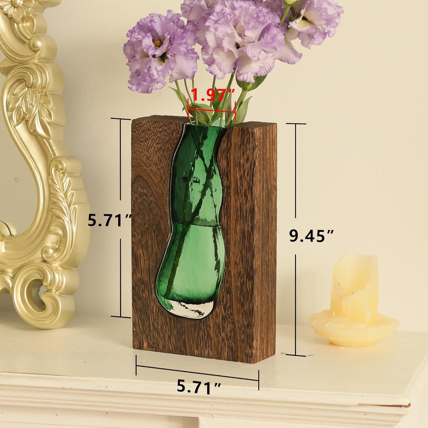 Rustic Style Wood & Glass Vase