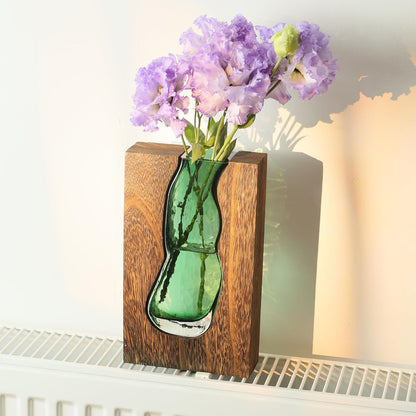 Rustic Style Wood & Glass Vase