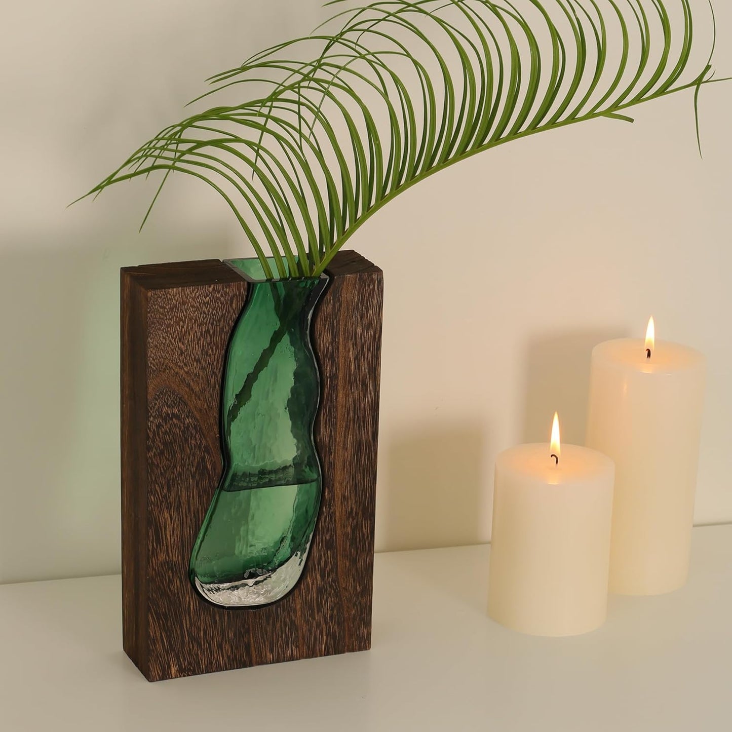 Rustic Style Wood & Glass Vase