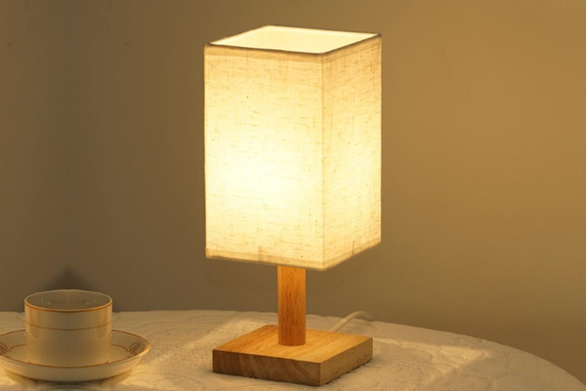 Square Fabric Shade Bedside Table Lamp