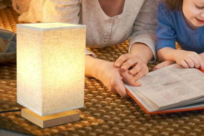 Square Fabric Shade Bedside Table Lamp