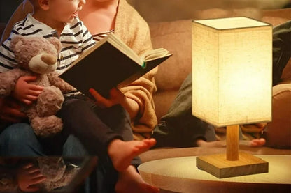 Square Fabric Shade Bedside Table Lamp